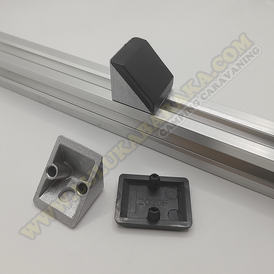 Escuadra con tapa para perfil de aluminio